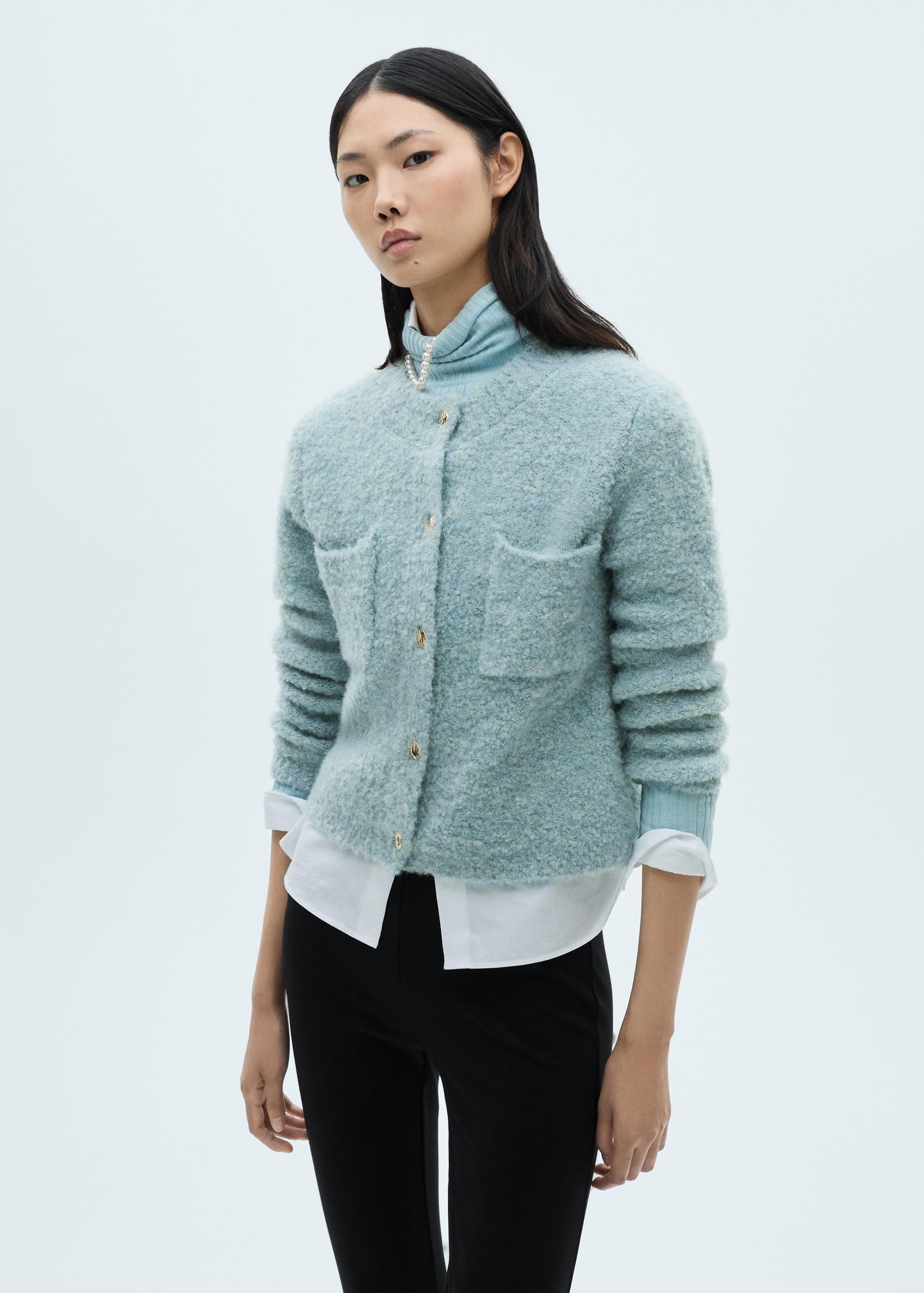 Bouclé jacket with jewel buttons - Women | MANGO USA Product Image