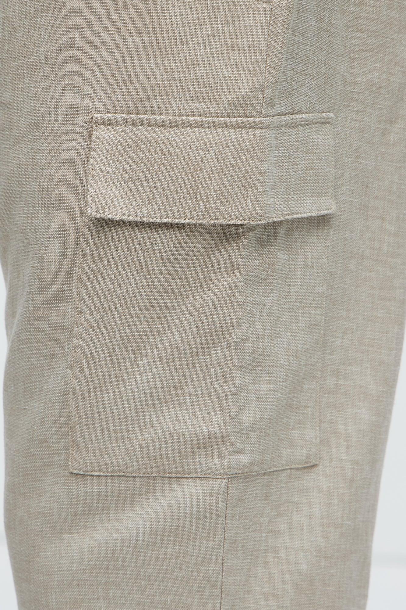 Slim Bahamas Linen Cargo Jogger - Stone Product Image