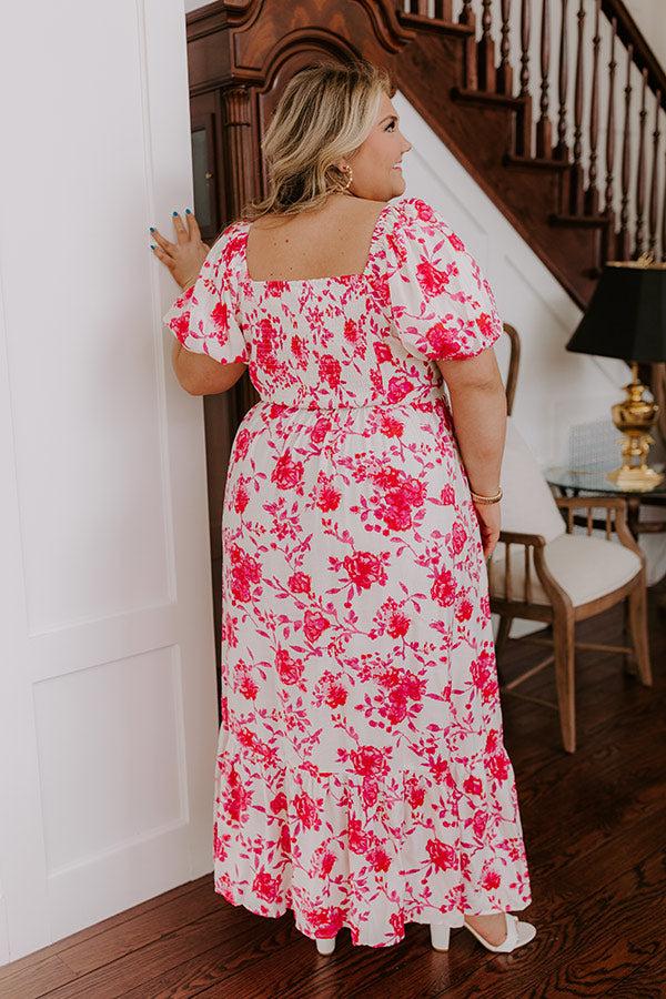 Sweet Surprise Floral Maxi Dress in Hot Pink Curves Product Image