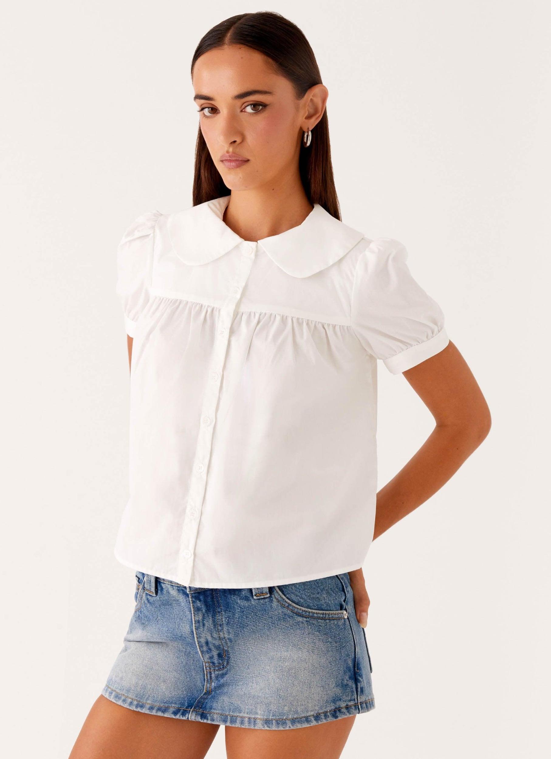 Nostalgia Babydoll Shirt - White Product Image