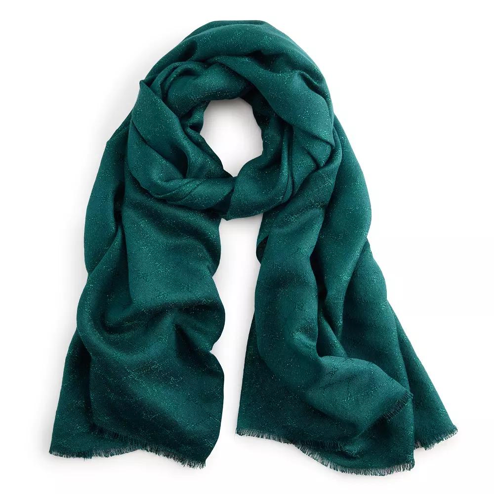 Women's Nine West Lattice Logo Shine Pashmina Wrap, Green Product Image