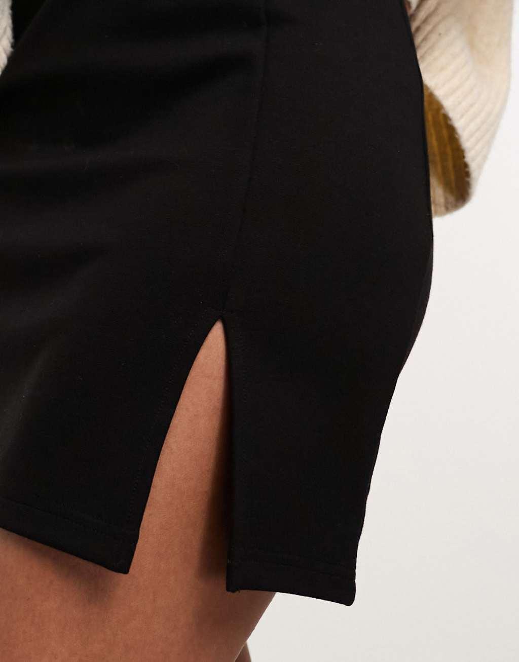 ASOS DESIGN ponte split hem mini skirt in black Product Image