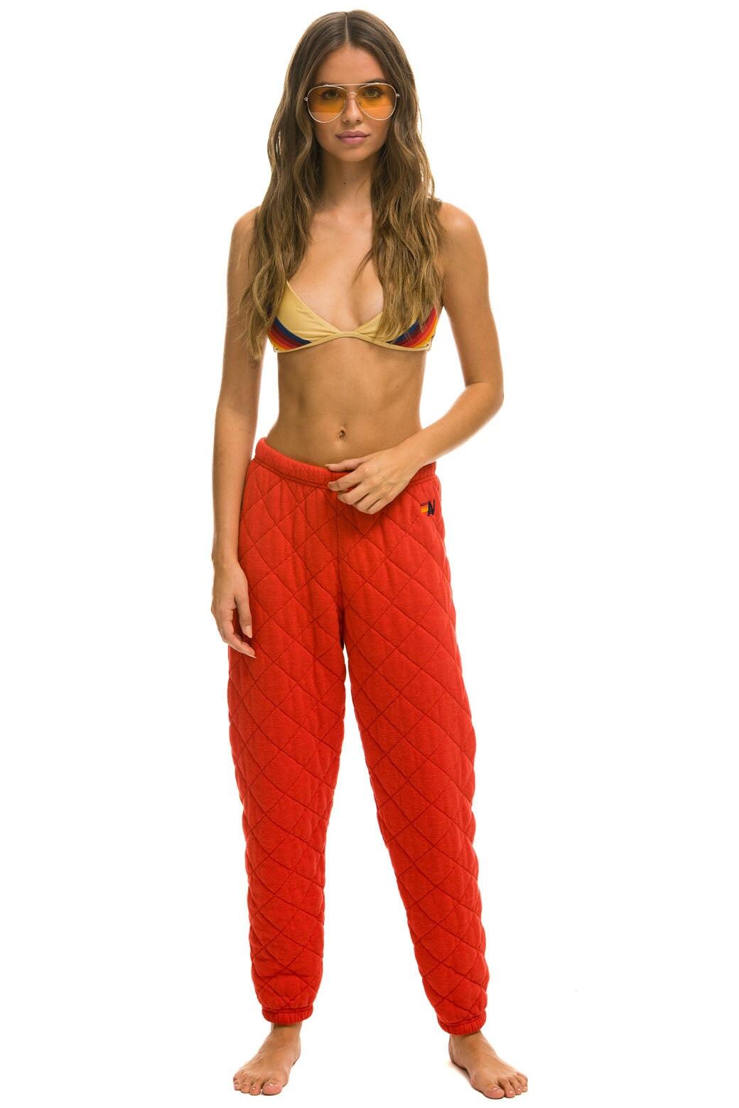 QUILTED SWEATPANTS - RED Female Product Image