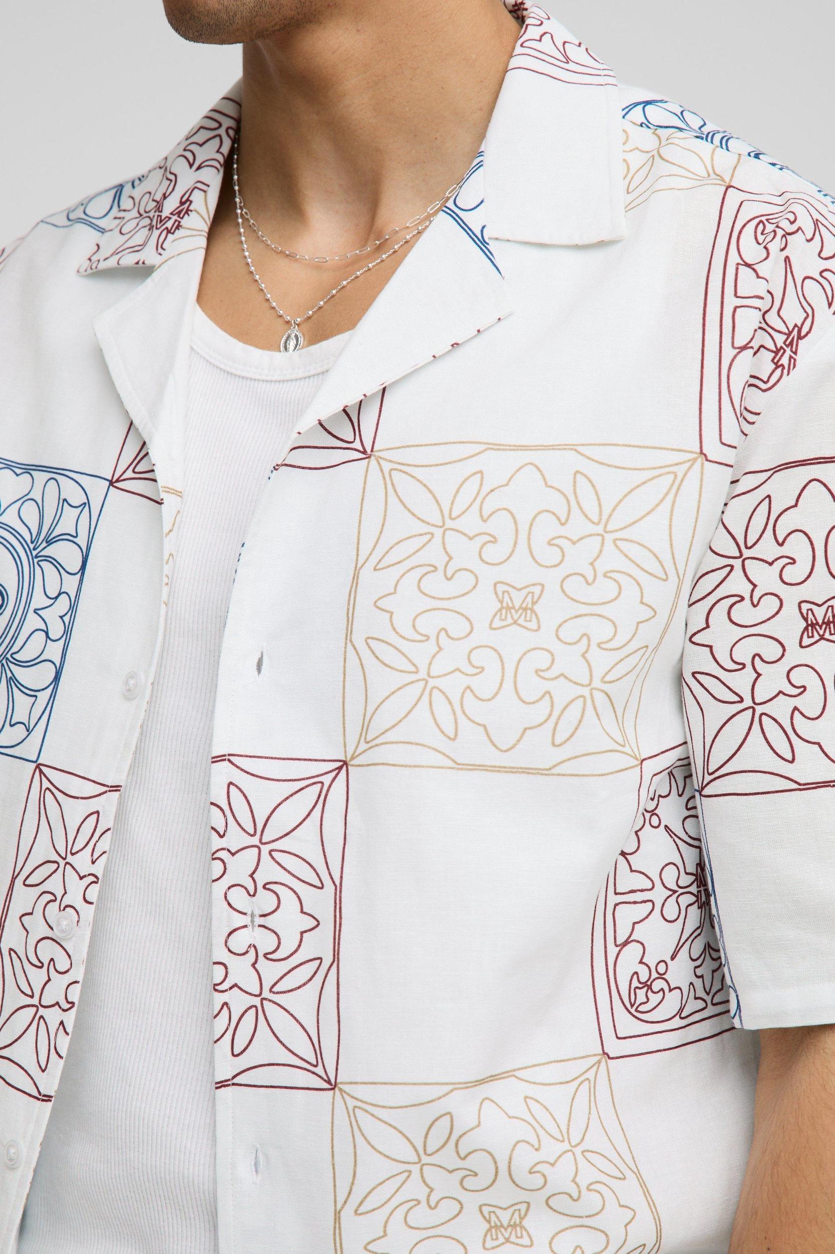 Oversized Tonal Check Printed Shirt | boohooMAN USA Product Image