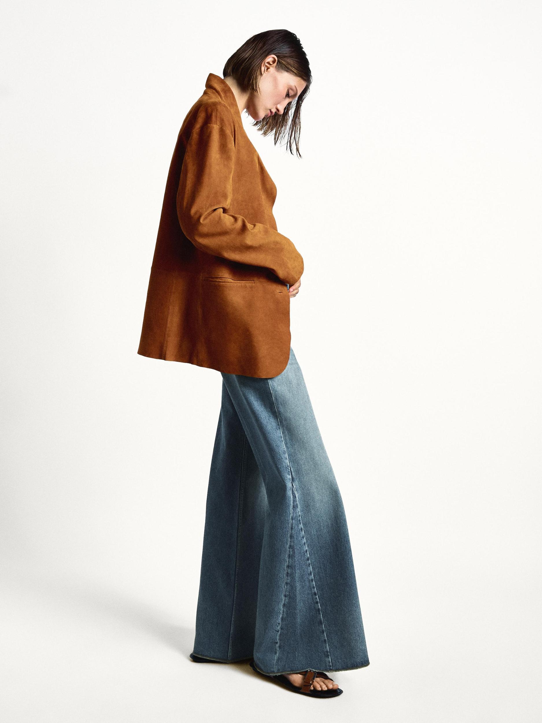 Flared high-waist cotton jeans Product Image