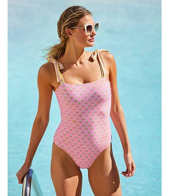 A Loves A Reversible Pretty Posey Bandeau Tie Shoulder One Piece Swimsuit Product Image