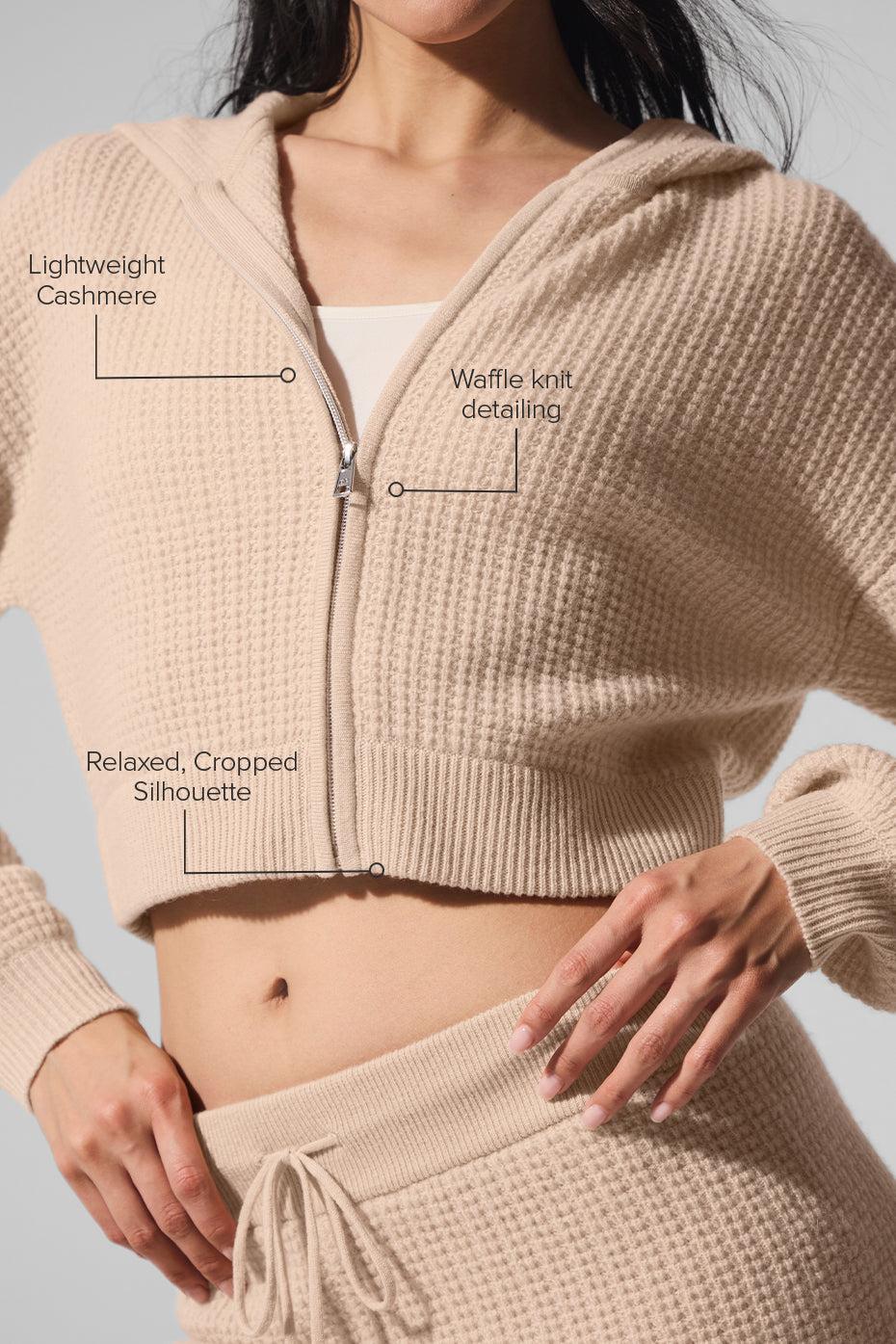 Cashmere Plush Waffle Full Zip Hoodie - Macadamia Blush Female Product Image