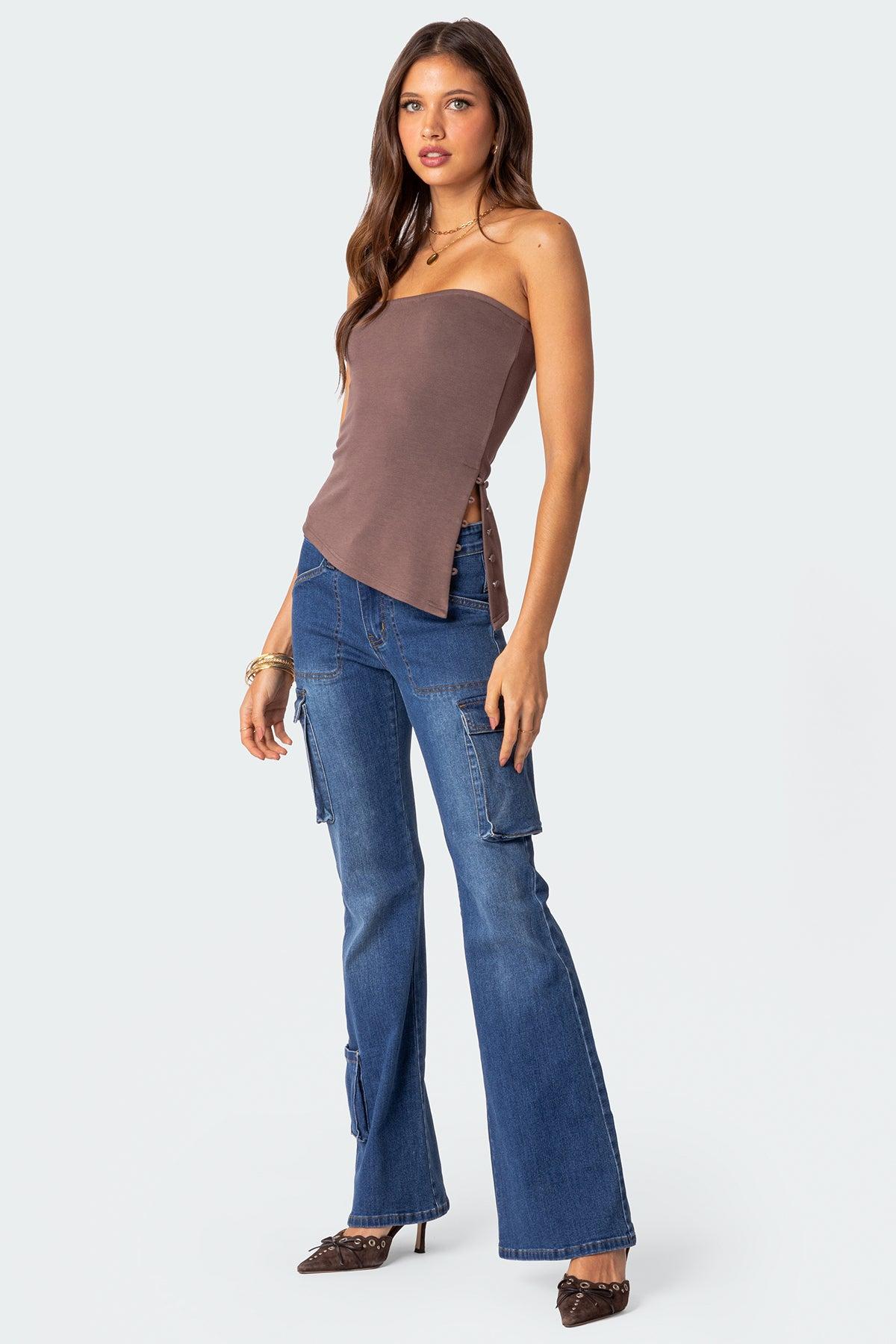 Roslyn Low Rise Flared Cargo Jeans Product Image