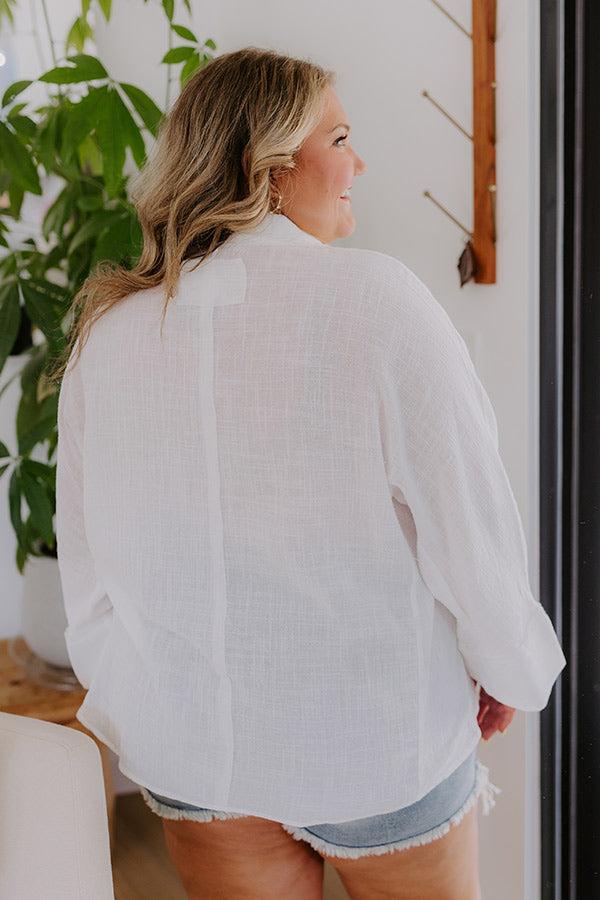 Seaside Breeze Linen-Blend Button Up Curves Product Image