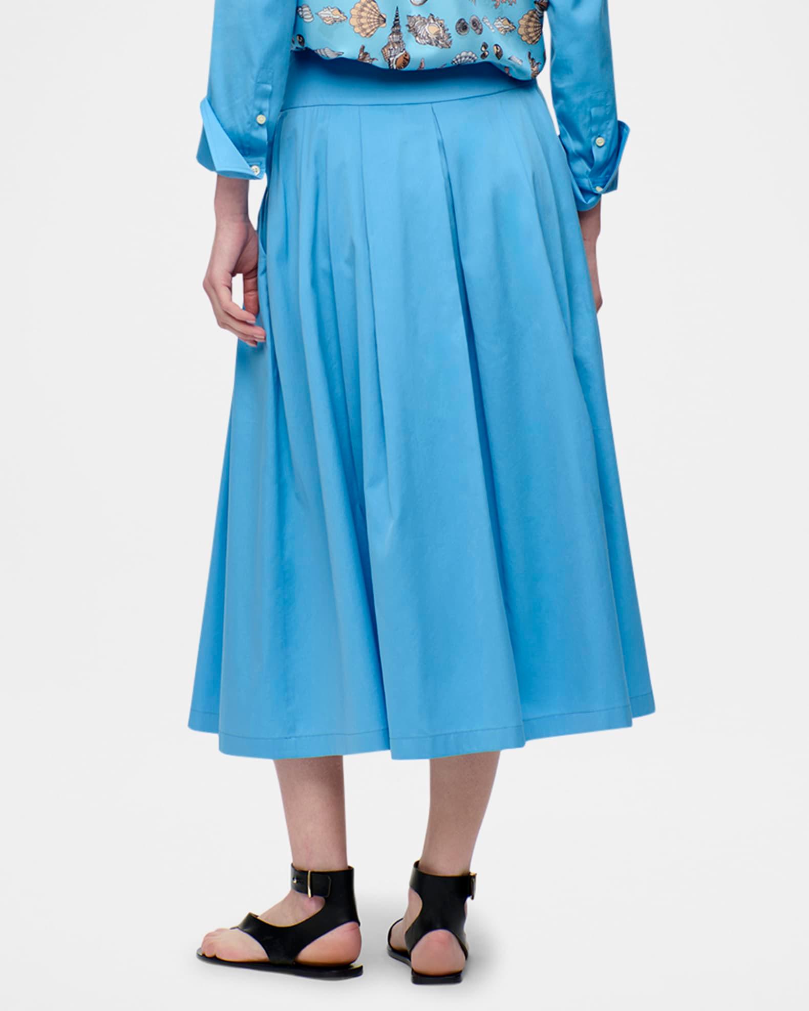 Consuela Pleated Cotton-Silk Midi Skirt Product Image