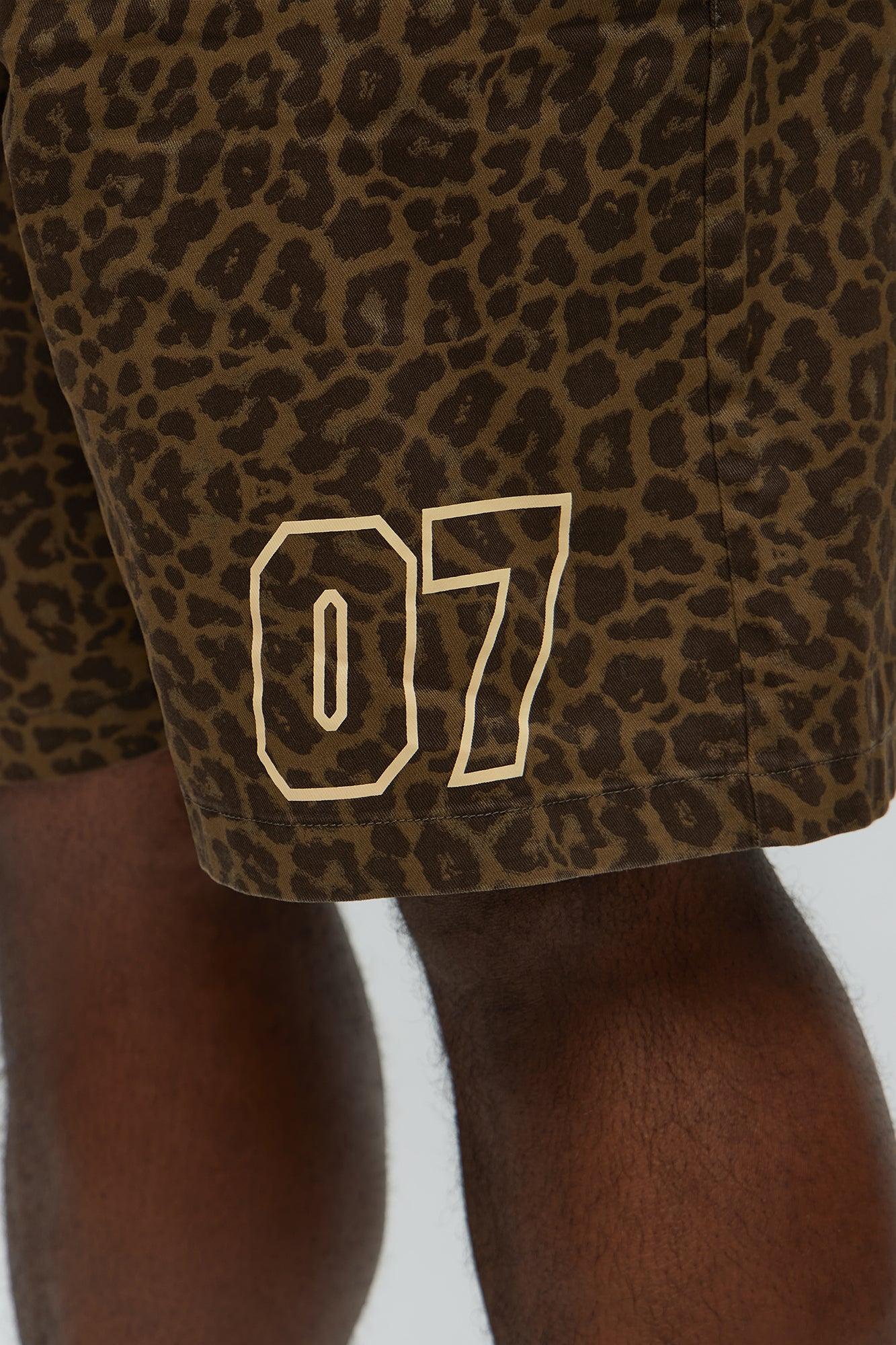 Soul 07 Cheetah Relaxed Drawstring Short - Brown Male Product Image