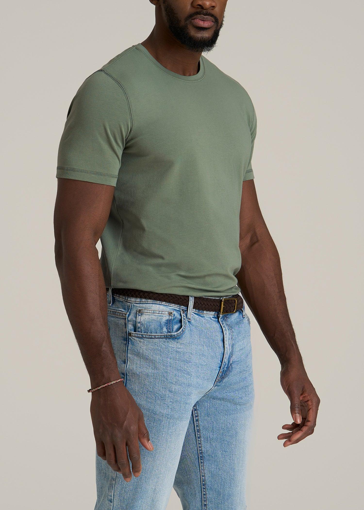 The Essential SLIM-FIT Crewneck Tee for Tall Men in Dark Seagrass Product Image