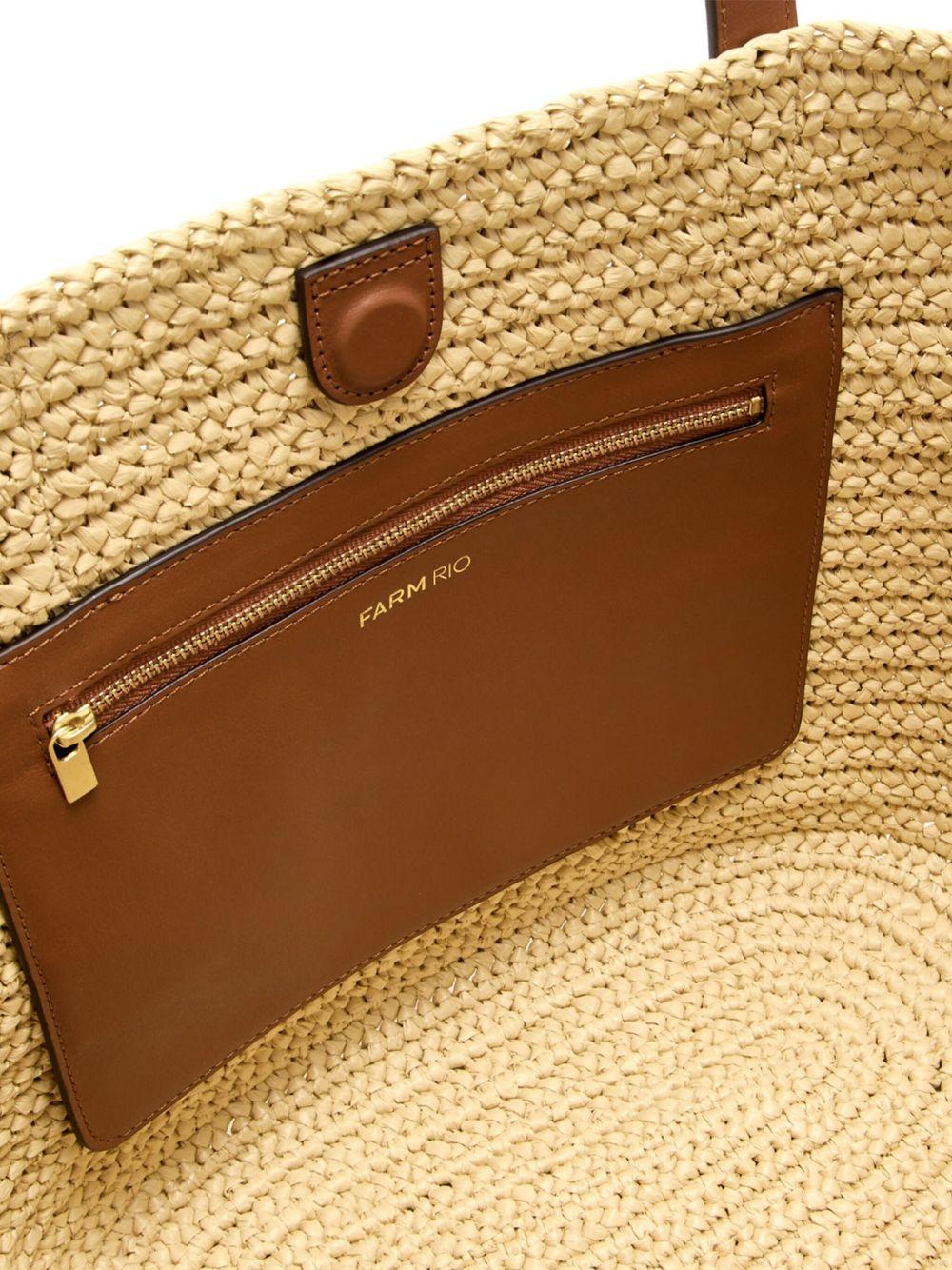 raffia leather-handle tote bag Product Image