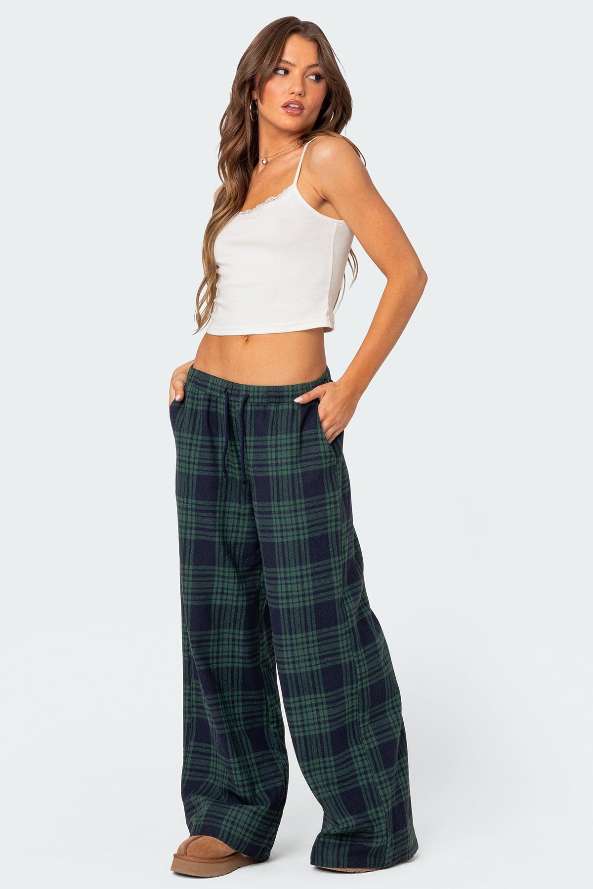 Lounge Around Plaid Wide Leg Pants Product Image