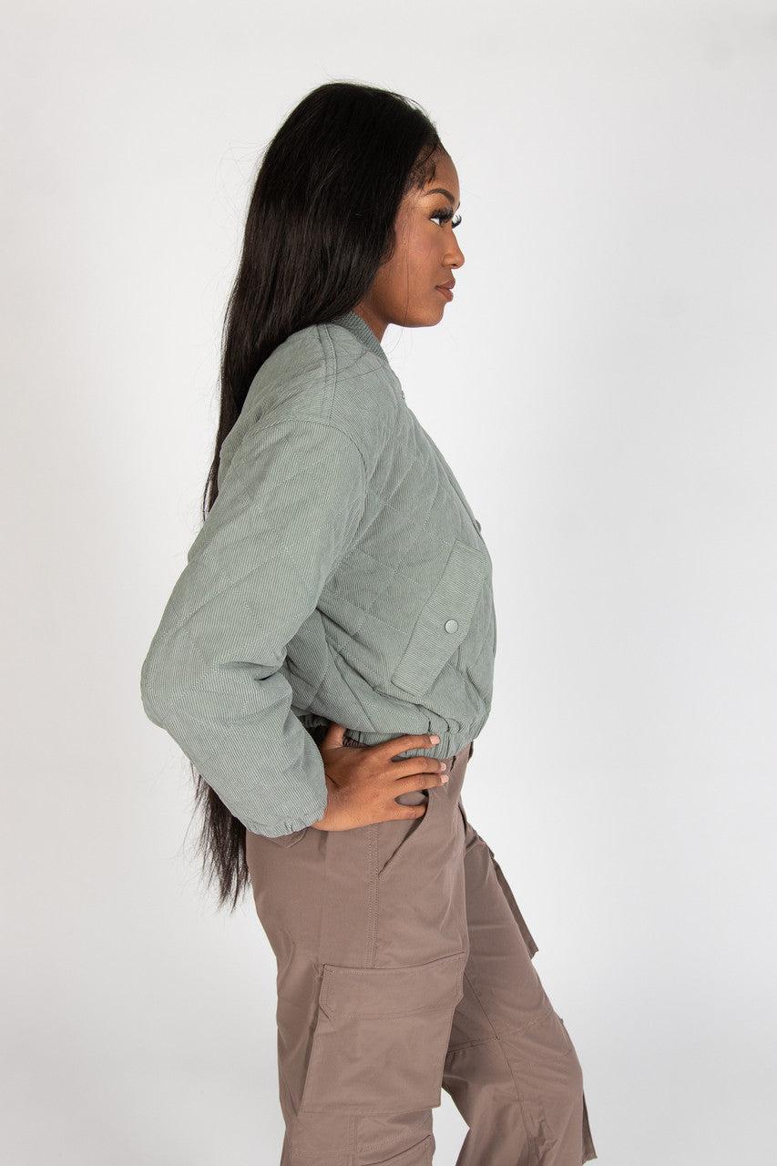 Quilted Corduroy Bomber Jacket Product Image
