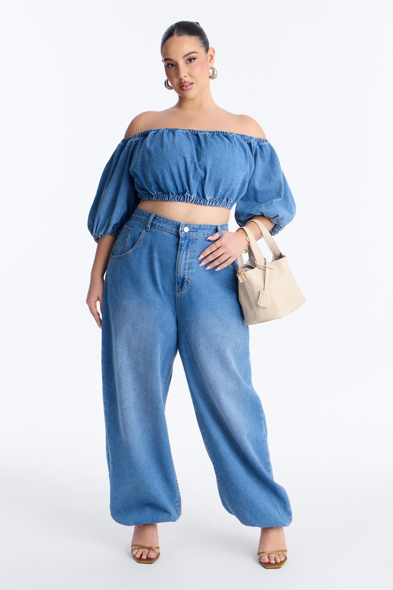Melody Denim Jogger Pant Set - Medium Wash Female Product Image