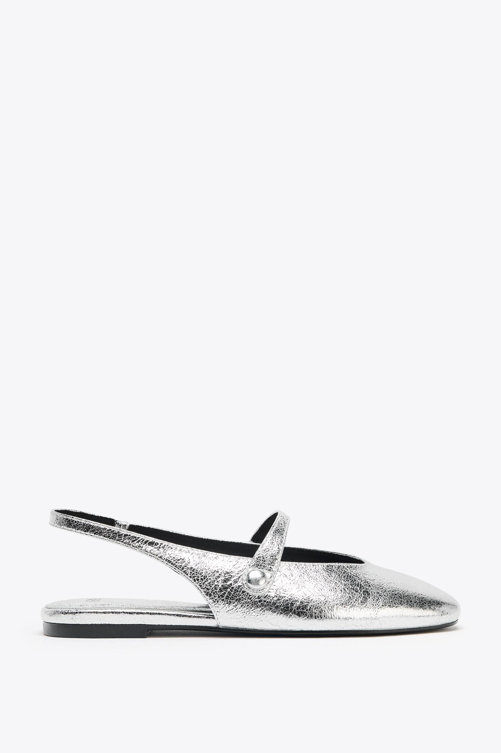 METALLIC EFFECT BALLET FLATS Product Image