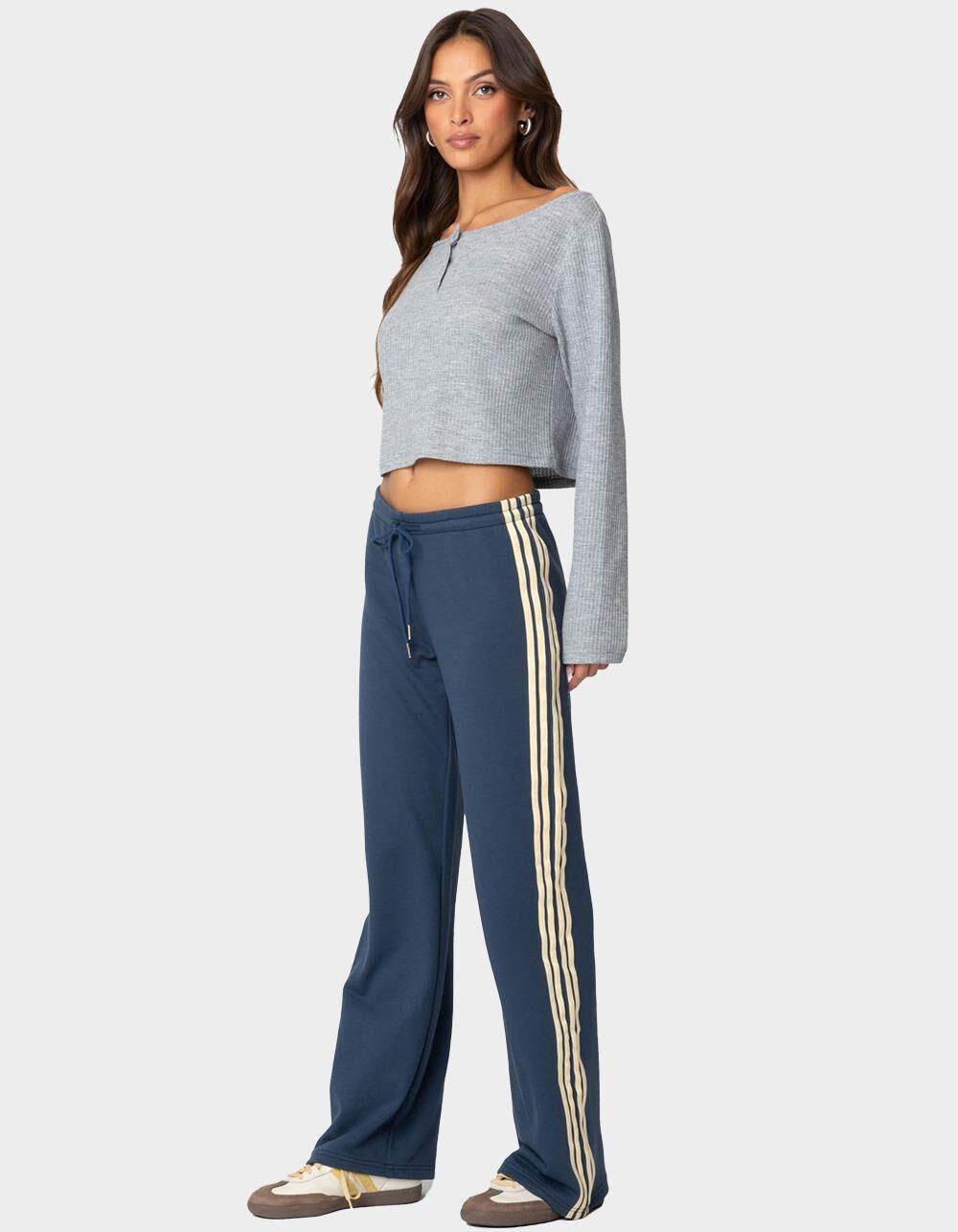 EDIKTED Averie Contrast Striped Sweatpants - BLUE Product Image