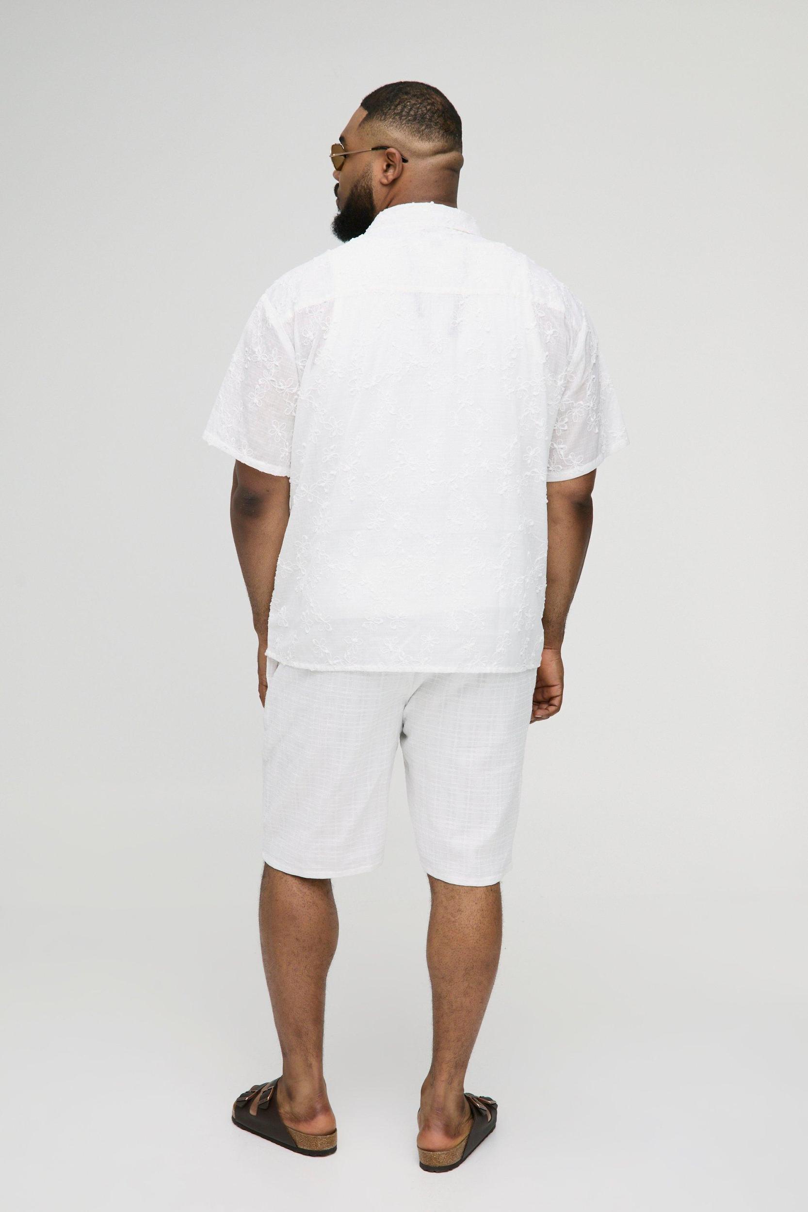 Plus Oversized Floral Embroidered Shirt | boohooMAN USA Product Image