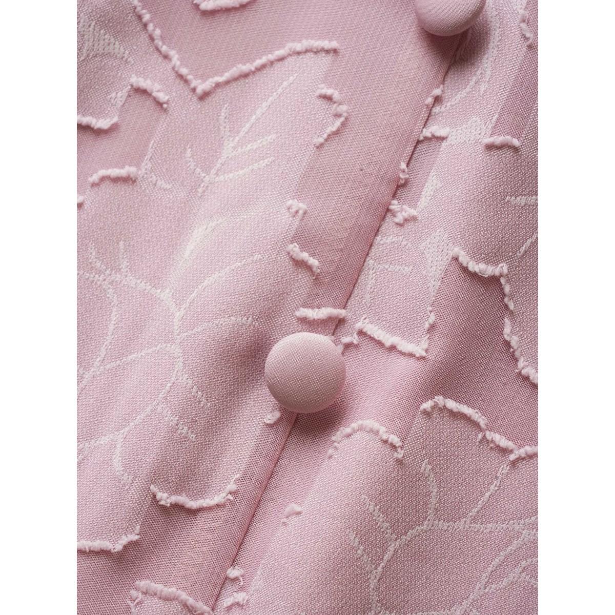 Plus Size Solid Textured Lantern Sleeve Button Detail Dress Lightpink Women Romantic Button V-neck Short sleeve Curvy BloomChic 28/5X Product Image