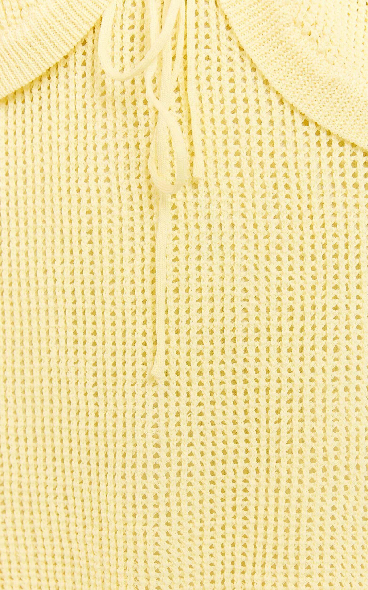 Megan Mini Skirt - Crochet Drawstring Skirt in Lemon Product Image