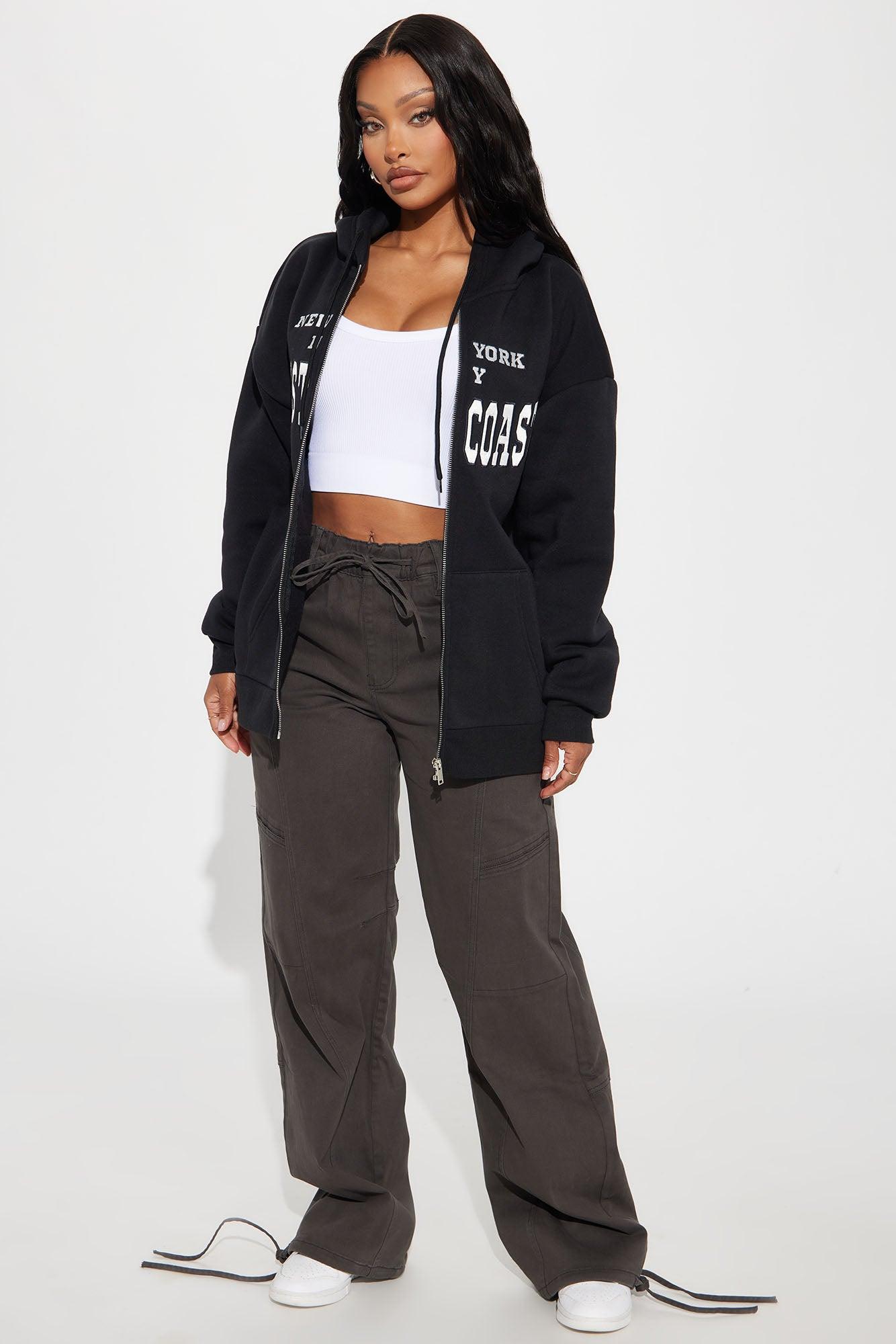East Coast NY Front Zip Hoodie - Black Product Image