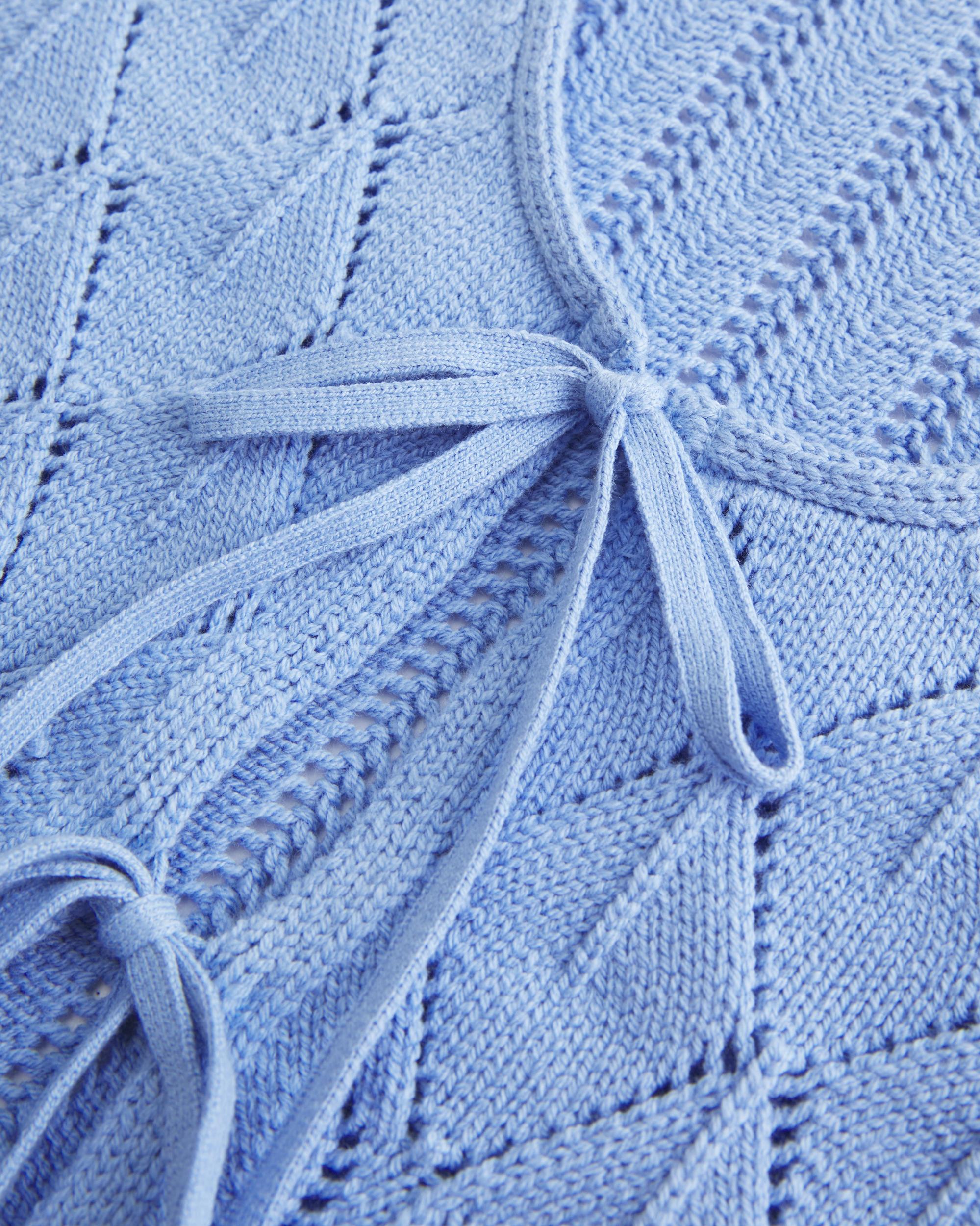 Crochet-Style Tie-Front Textured Sweater Product Image