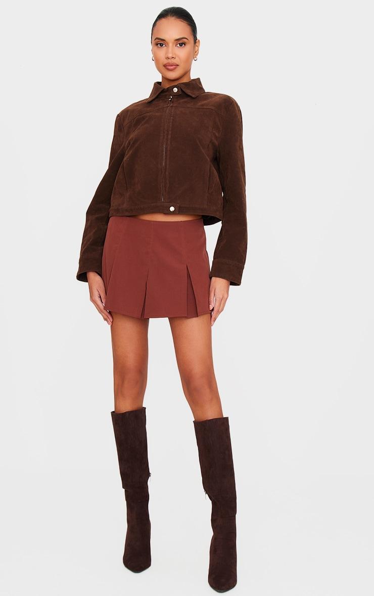 Chocolate Tailored Woven Box Pleat Skater Skort Product Image