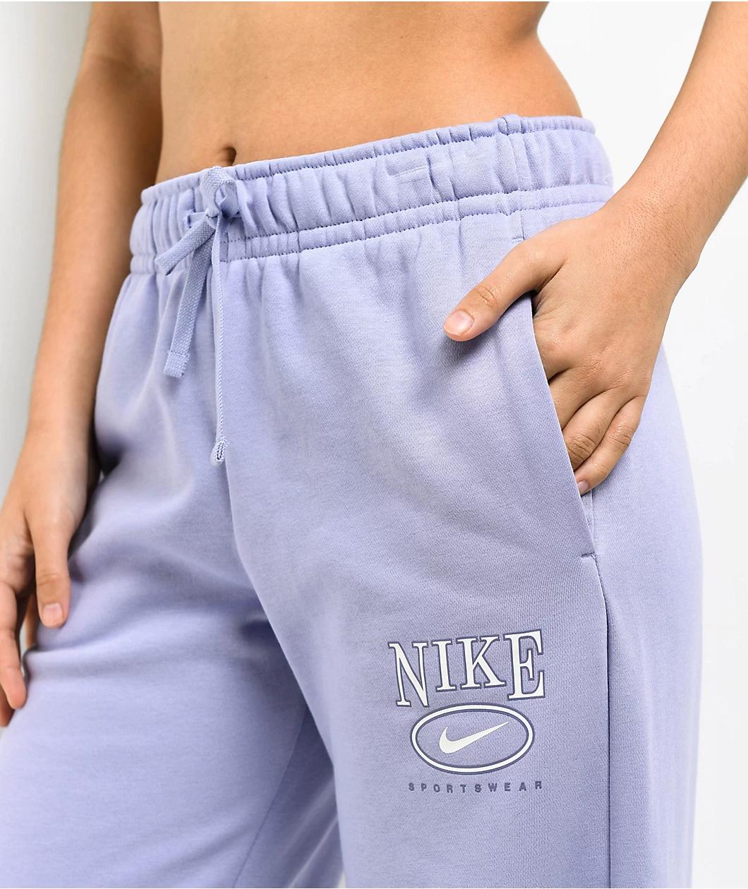 Nike Sportswear Club Purple Wide Leg Fleece Sweatpants Product Image
