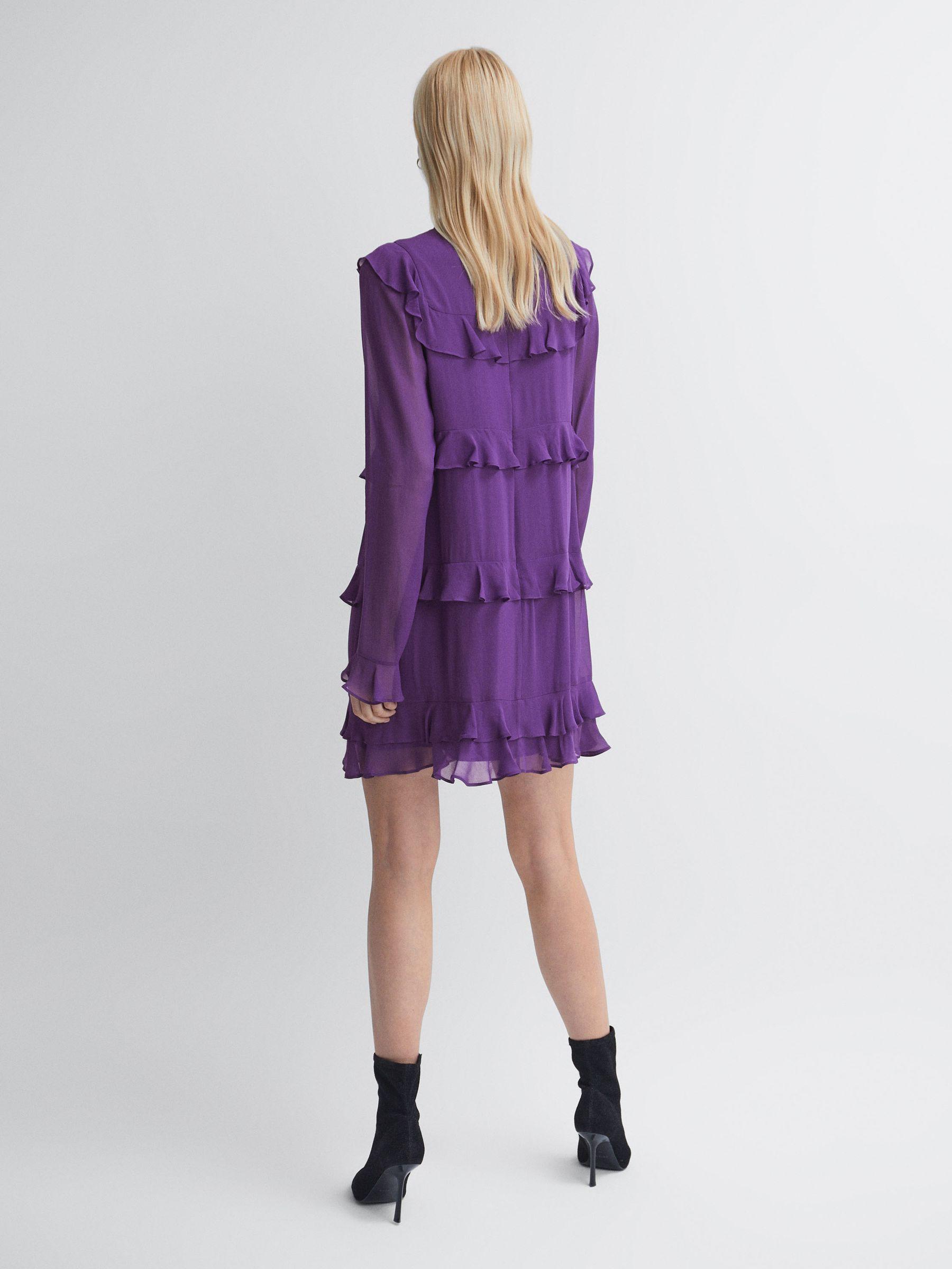 Florere Tiered Mini Dress in Dark Purple Product Image