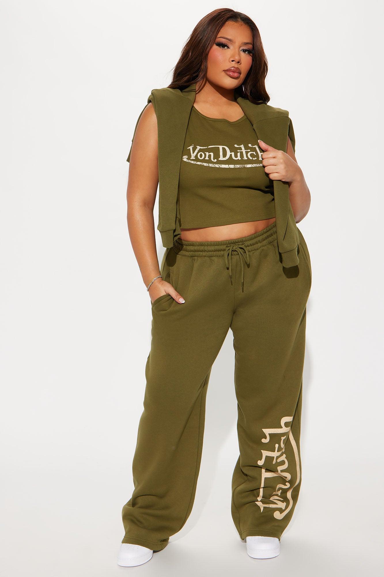 Von Dutch Vintage Wide Leg Pant - Olive Product Image
