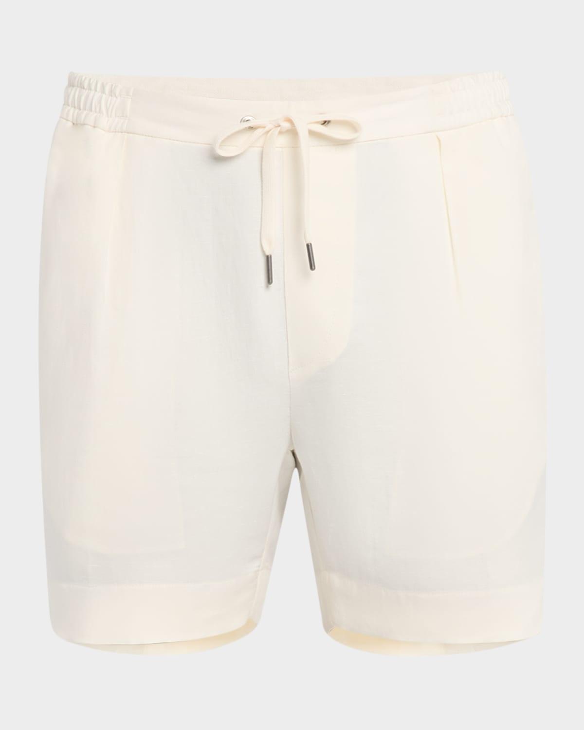 Mens Hand-Tailored Pleated Drawstring Shorts Product Image