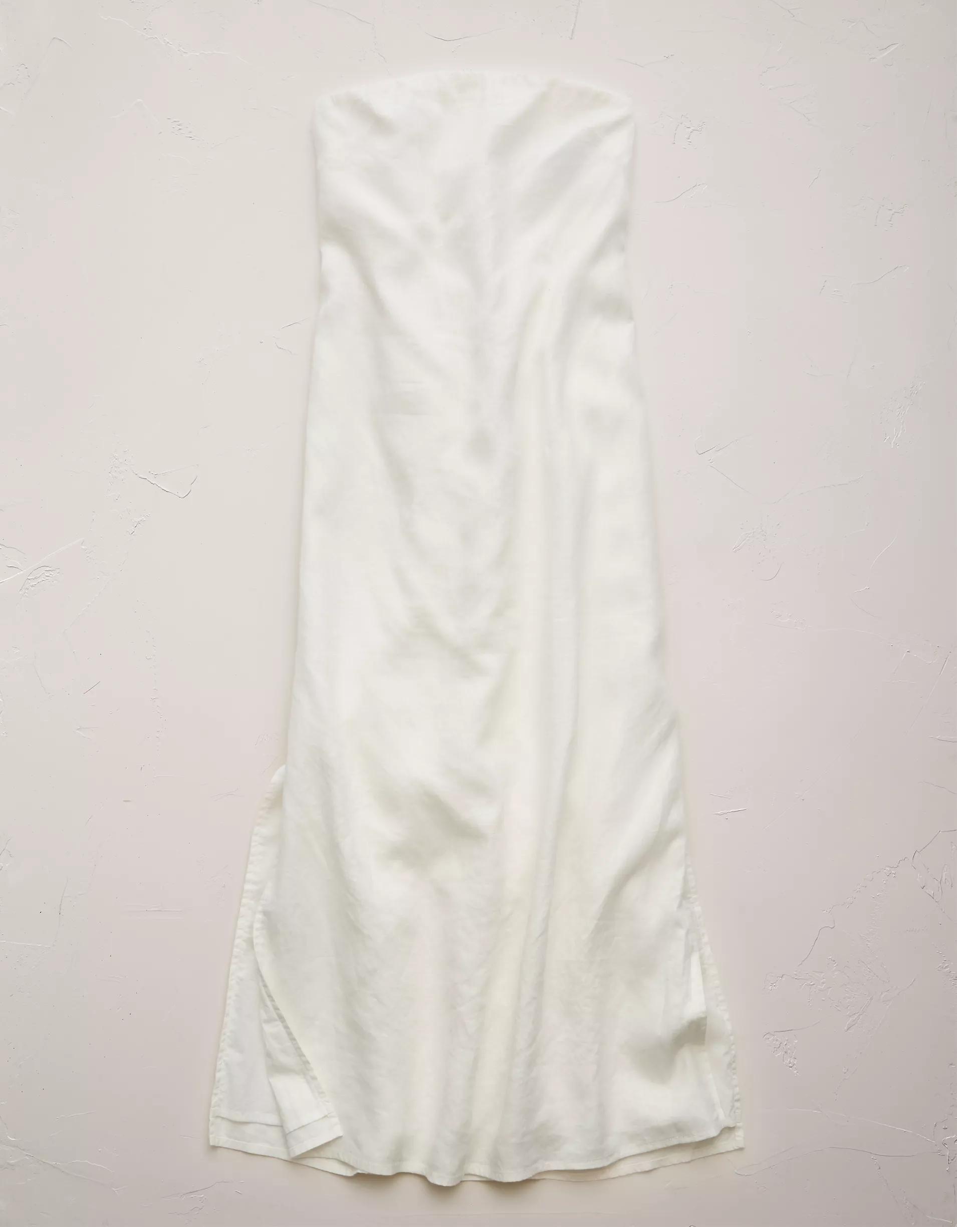 AE77 Premium Strapless Linen Midi Dress Product Image