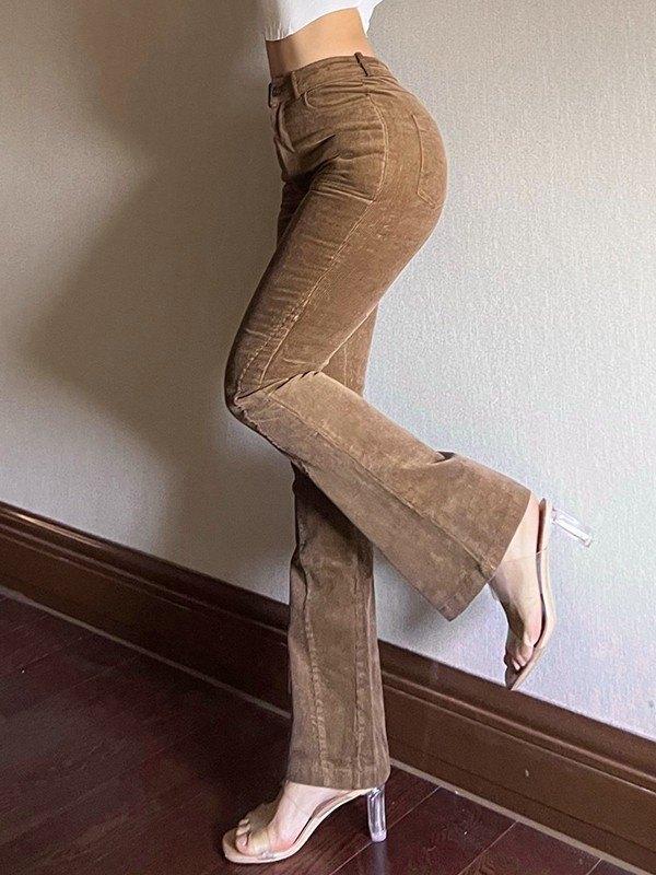 Vintage Brown Corduroy Flare Leg Pants Product Image