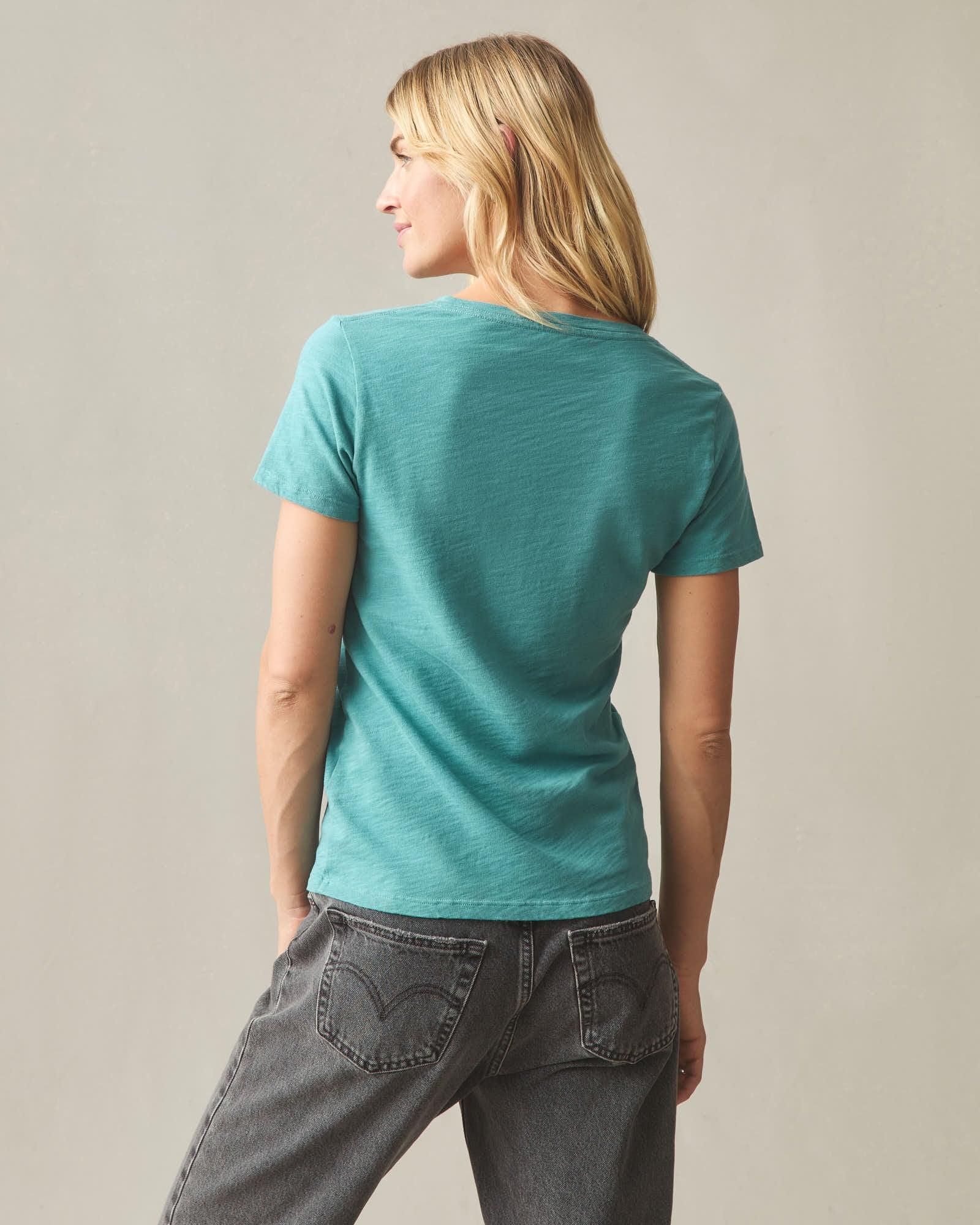 Women's Premium Slub V-Neck Tee - Teal Product Image