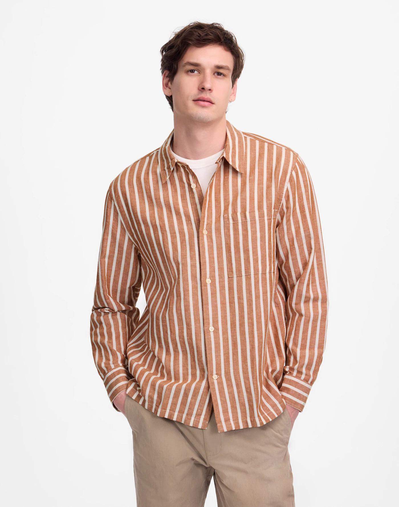 Button-Up Shirt in Cotton-Linen Blend Product Image