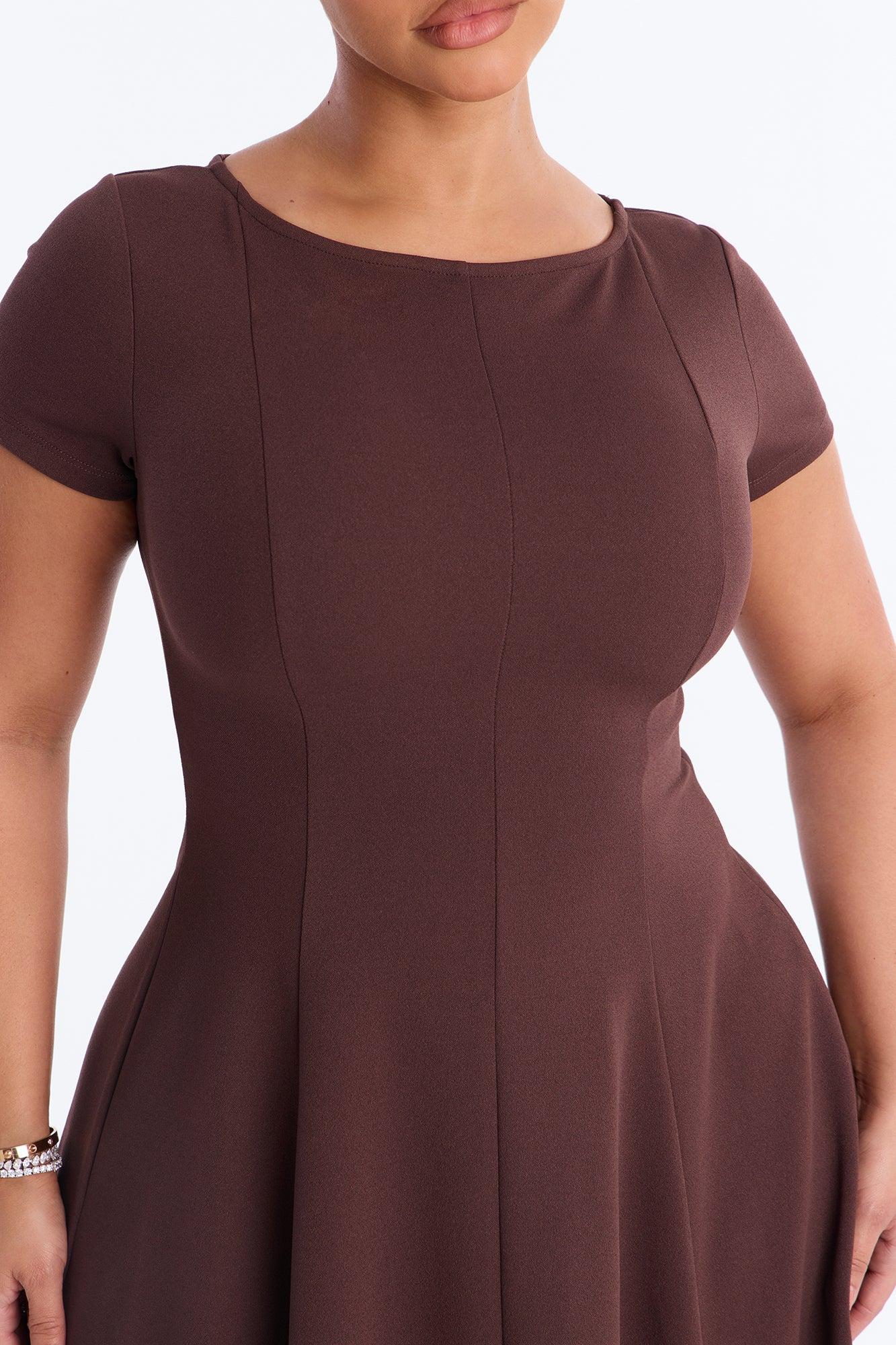 Honor Short Sleeve Midi Dress - Chocolate Female Product Image