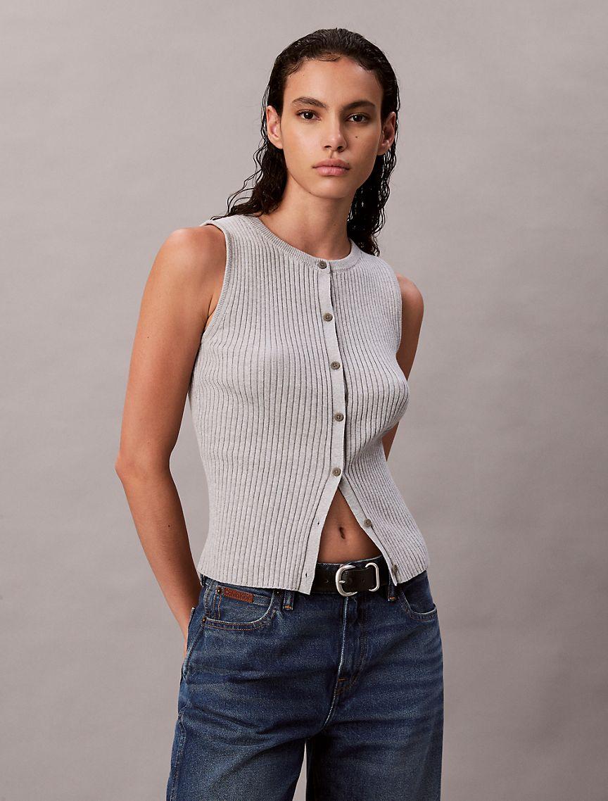 Smooth Cotton Rib Sweater Tank Product Image