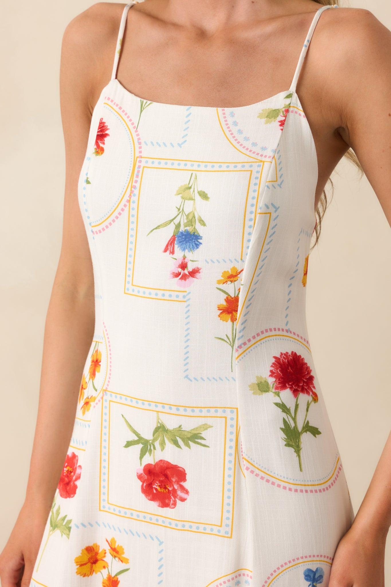 Moving On To Better Days Ivory Floral Patchwork Maxi Dress Product Image