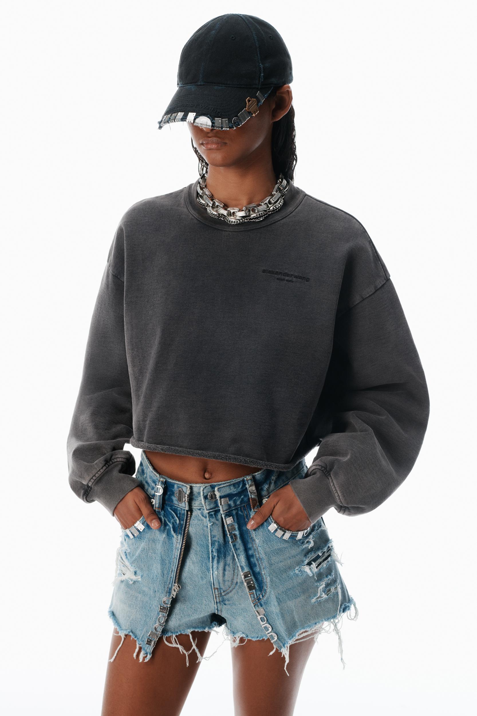 Black Cropped Sweatshirt With Logo Product Image