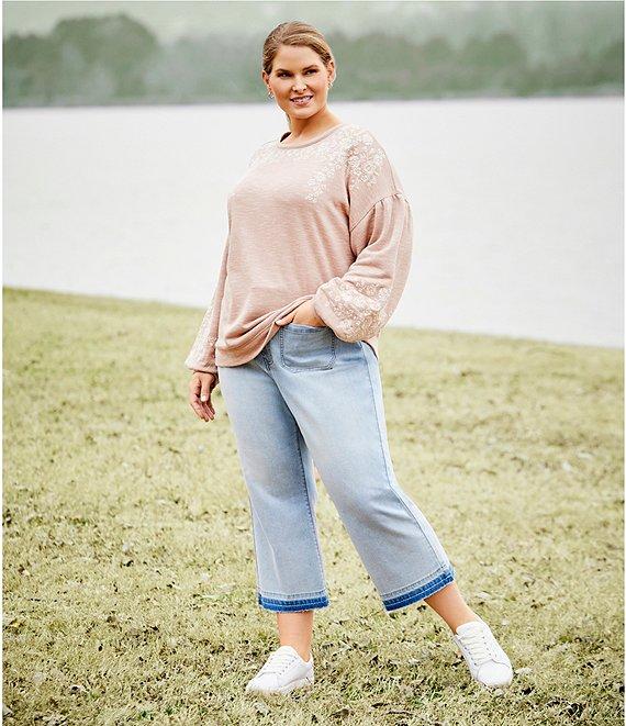 Nurture by Westbound Plus Size Crop Kick Flare Patch Pocket Jeans Product Image