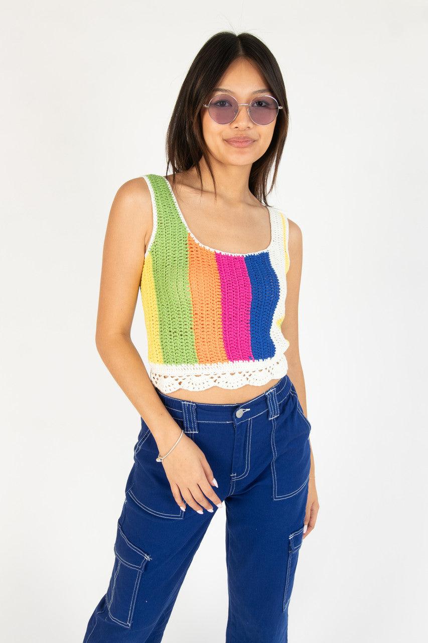 Orchid Stripe Crochet Tank Product Image