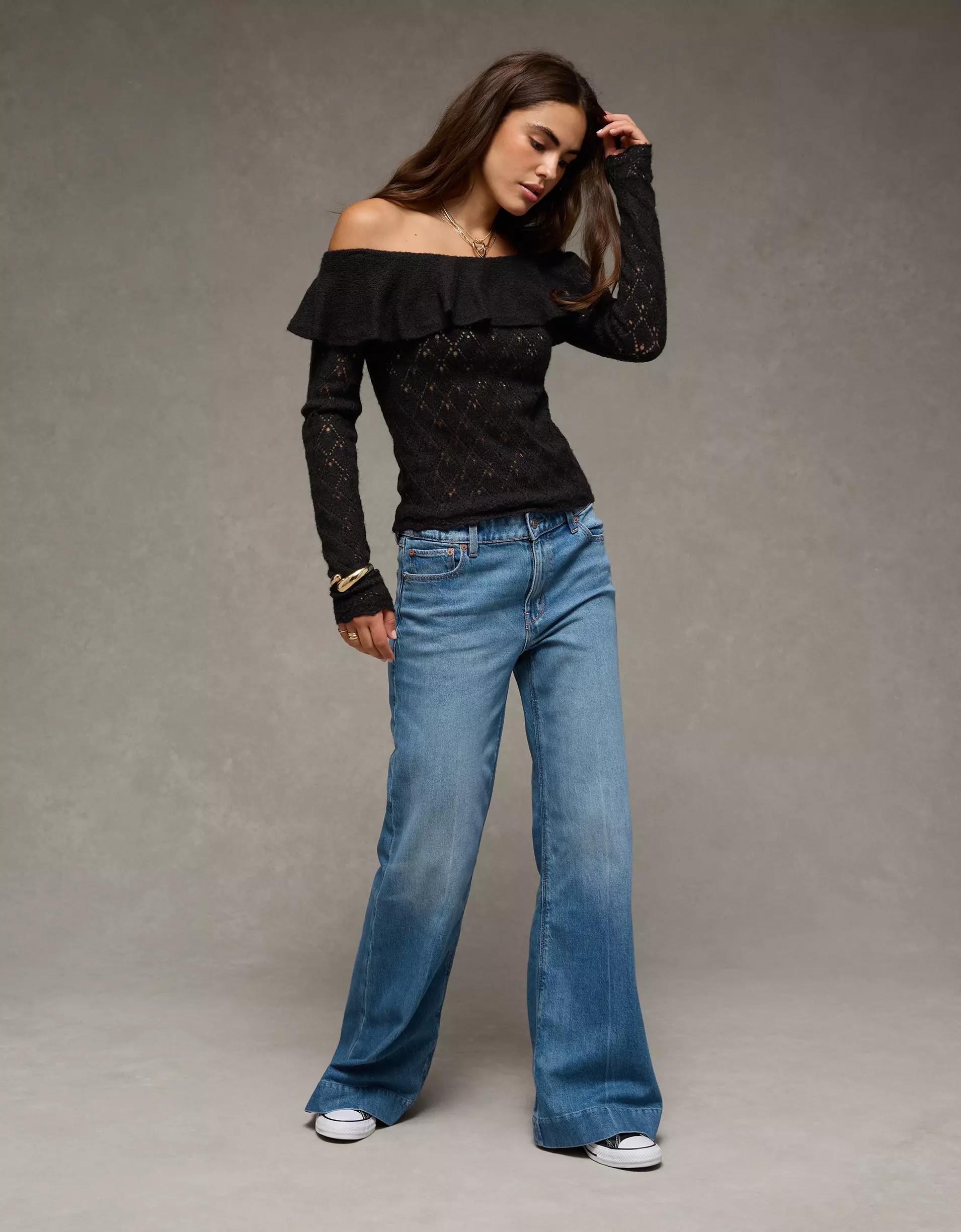 AE Ruffle Off-The-Shoulder Sweater  Product Image