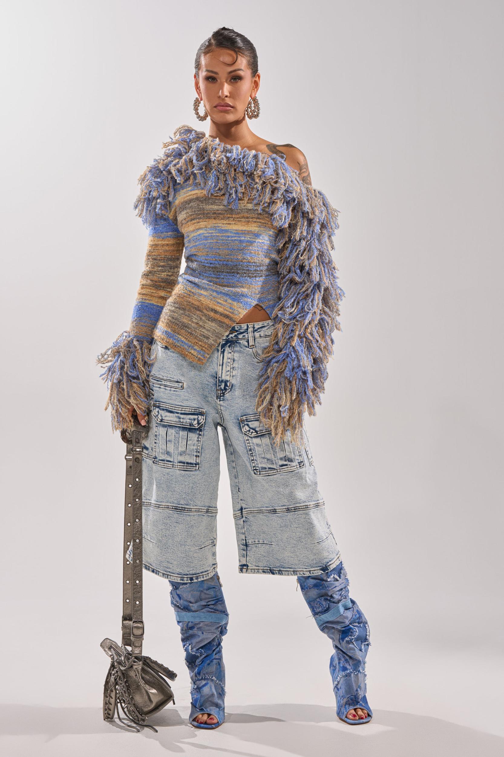 FORGET ME NOT DENIM CARGO BERMUDA SHORT Product Image