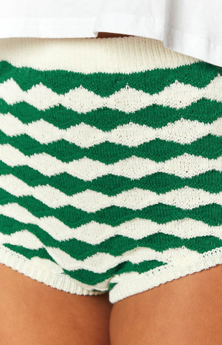 Sweet Stitches Green And White Shorts Product Image