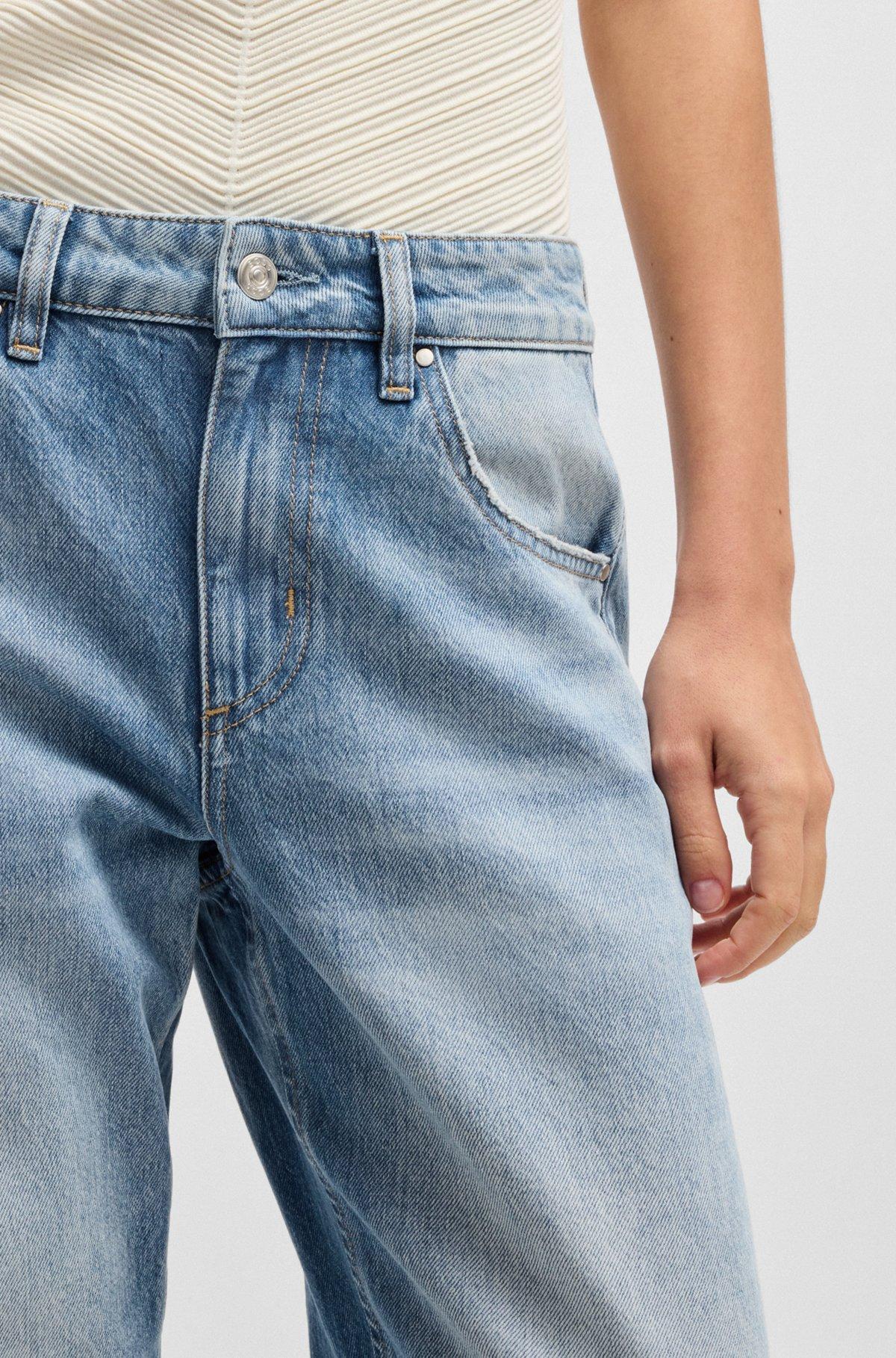 Barrel-leg jeans in blue rigid denim Product Image
