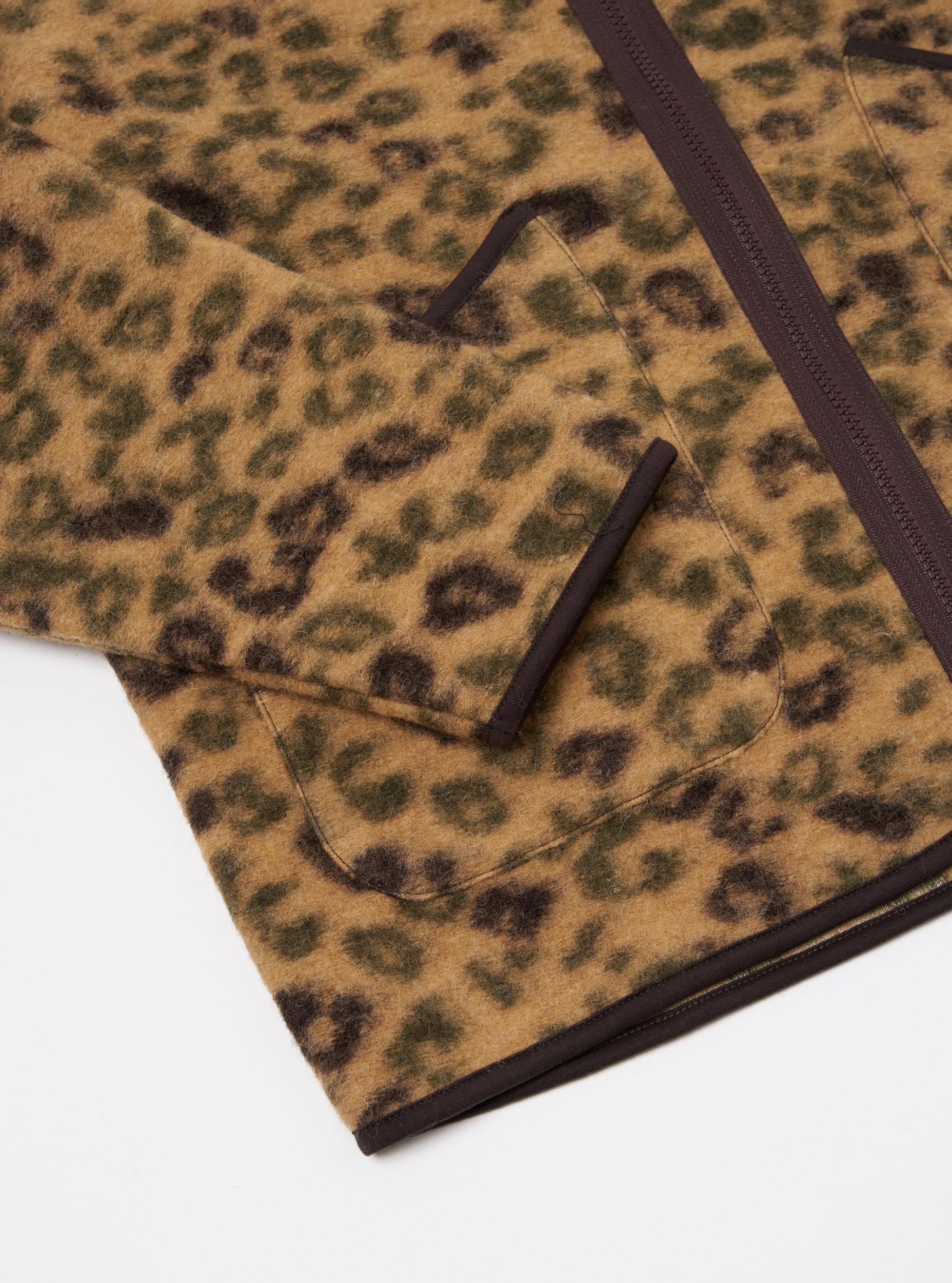 Universal Works Zip Liner Jacket in Camo Leopard Fleece Product Image