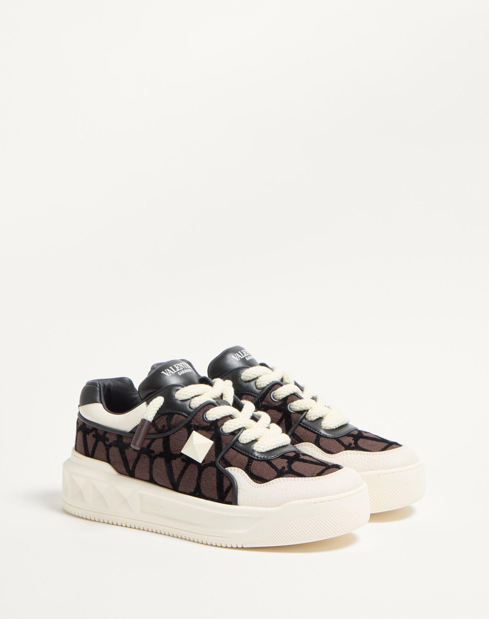 One Stud Xl Low-Top Sneaker In Nappa Leather And Toile Iconographe Fabric Product Image