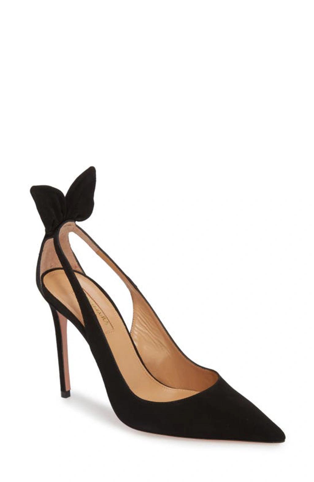 AQUAZZURA Bow Tie 85 Suede Pumps In Black Product Image