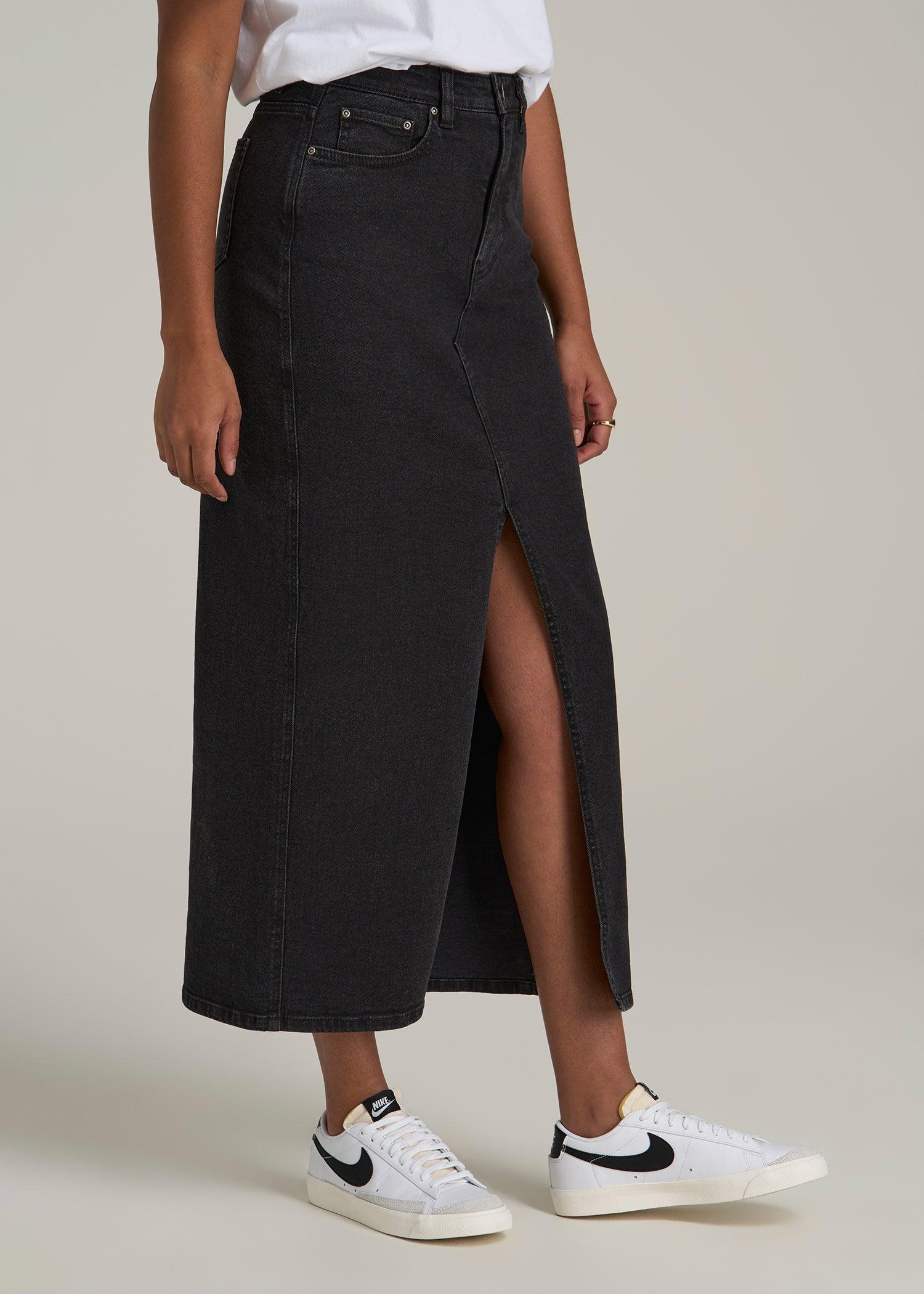 Denim Maxi Skirt for Tall Women in Onyx Black Wash Female Product Image